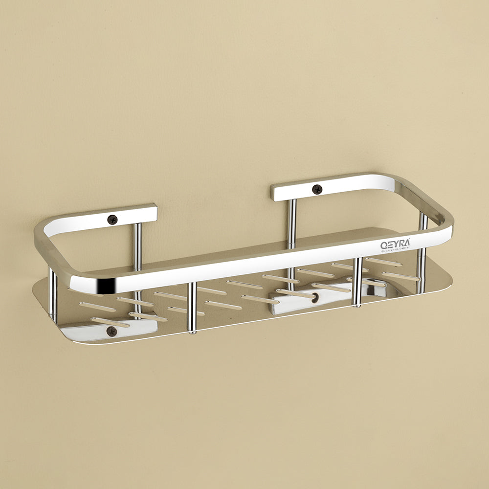 Qeyra Matrix (MP-5202) Multipurpose Stainless Steel Bathroom Shelf/Rack for Bathroom Storage/Bathroom Accessories/Wall Mounted (5x15 inches/Chrome Plating)