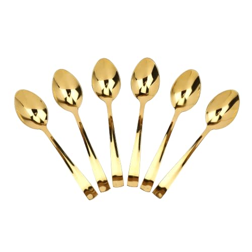Qeyra Cubes (CA - 004) Cutlery Set Stainless Steel Gold Premium Spoon Set Luxury Dinning tabelware Gift for House Warming I swan Set of 2 Stand | Kitchen & Dining I - Gold PVD