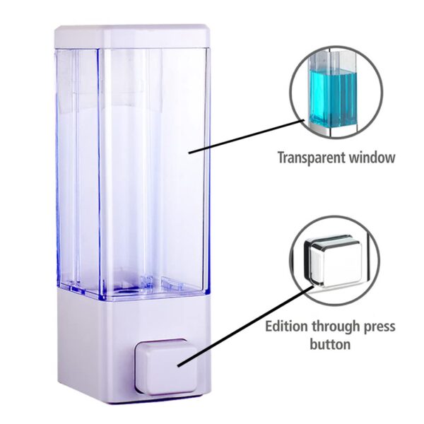 Qeyra Abs Wall Mounted Shampoo Sanitizer Lotion Hand Dish Wash Gel Liquid Soap Dispenser for Bathroom and Kitchen (350ml white -1pc)