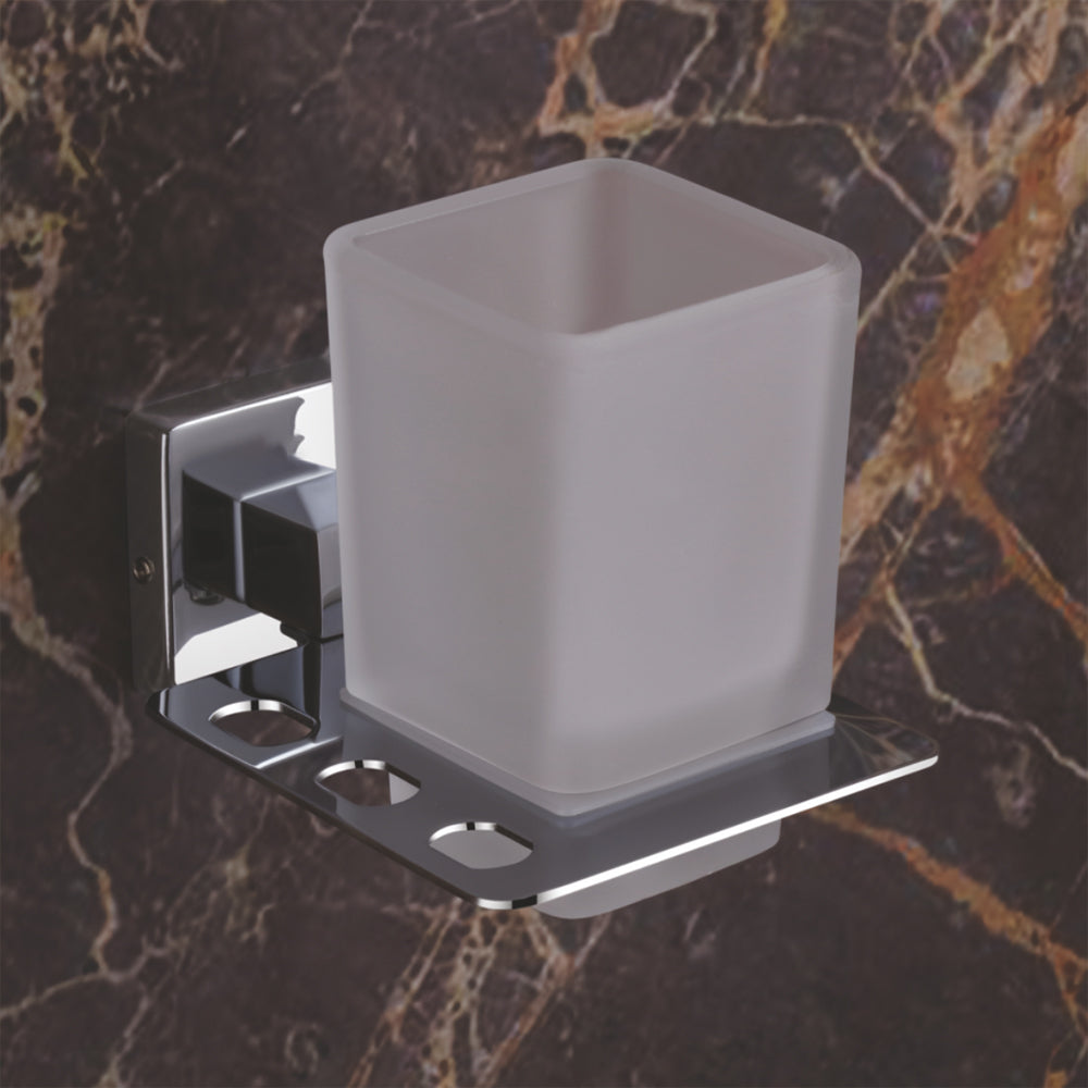 Qeyra Olive 304 Grade Stainless Steel Tooth Brush Holder for Bathroom/Tumbler Holder Stand/Bathroom Accessories - (Chrome Plating)