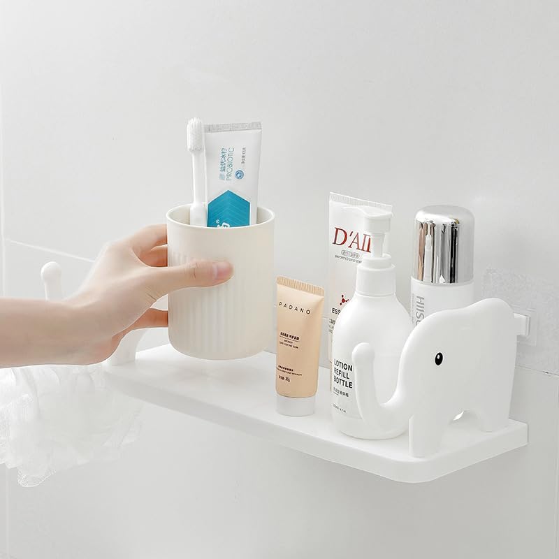 Qeyra Multifunctional Elephant Shaped Storage Shelf, No Punching Wall Mounted Mini Storage Rack