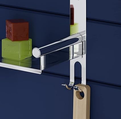 Qeyra (SO-5111) Stainless Steel 5 in 1 Multi-use Rack for Bathroom, Bathroom Shelf, Soap Stand/Tumbler Holder/Toothbrush Holder/Bathroom Stand/Bathroom Rack/Bathroom Accessories (Number of Shelves - 2, (5x16x11 Inches)Chrome Finish)