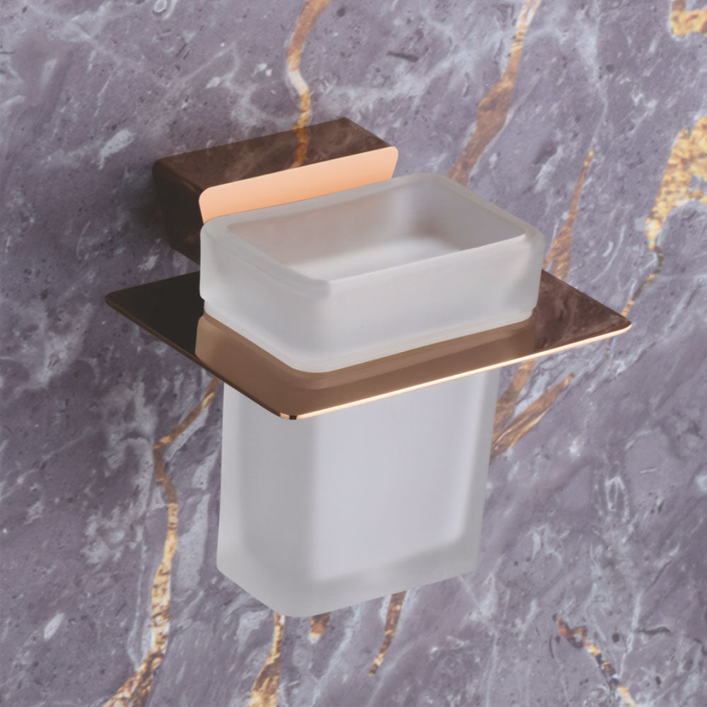 Qeyra Dazzle Full Brass Tooth Brush Holder for Bathroom/Tumbler Holder Stand/Bathroom Accessories