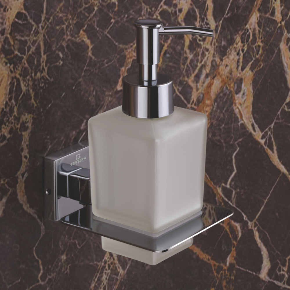 Qeyra Olive 304 Grade Stainless Steel Hand Wash Holder for Wash Basin/Liquid Soap Dispenser/Wall Mount/Bathroom Accessories - (Chrome Plating)