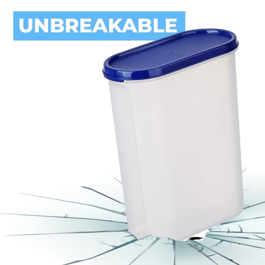 Qeyra Oval Airtight Container 2500ml For Grocery Storage, Snacks (Pack Of 6,blue)