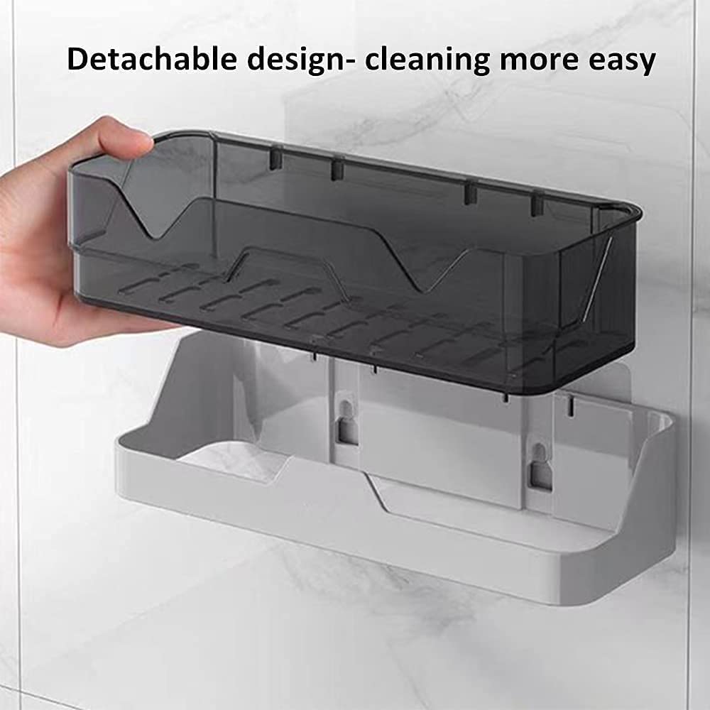 Qeyra Plastic Kitchen and Bathroom Rack Bathroom Shelf Wall Organizer Wall Mounted Shelf Storage Rack