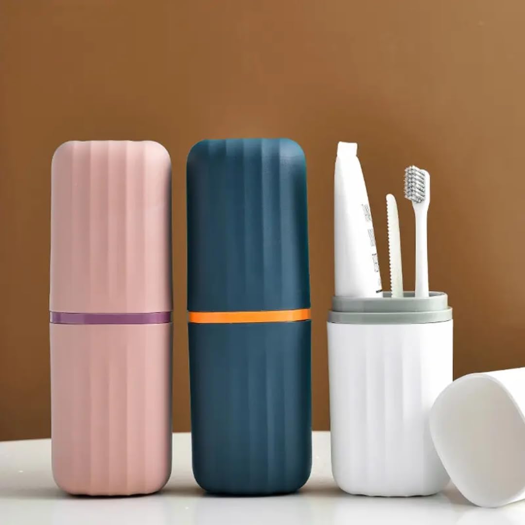 Qeyra Square Toothbrush Holder Multipurpose Storage Holder Cover Organizer (Blue)
