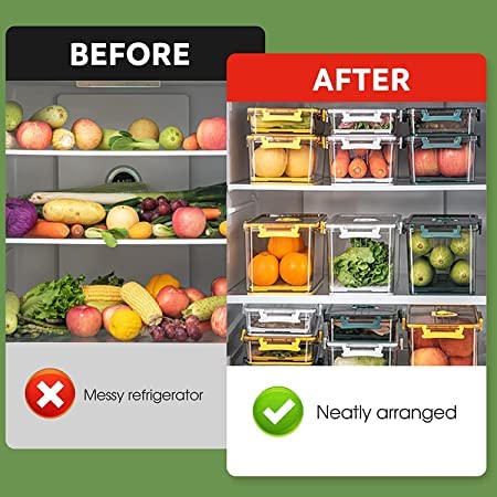 Qeyra Plastic Fridge Storage Container with Time keeping on Top Lid Breathable,Airtight Food Container, World's First BPA Free Plastic container (SET OF 3)