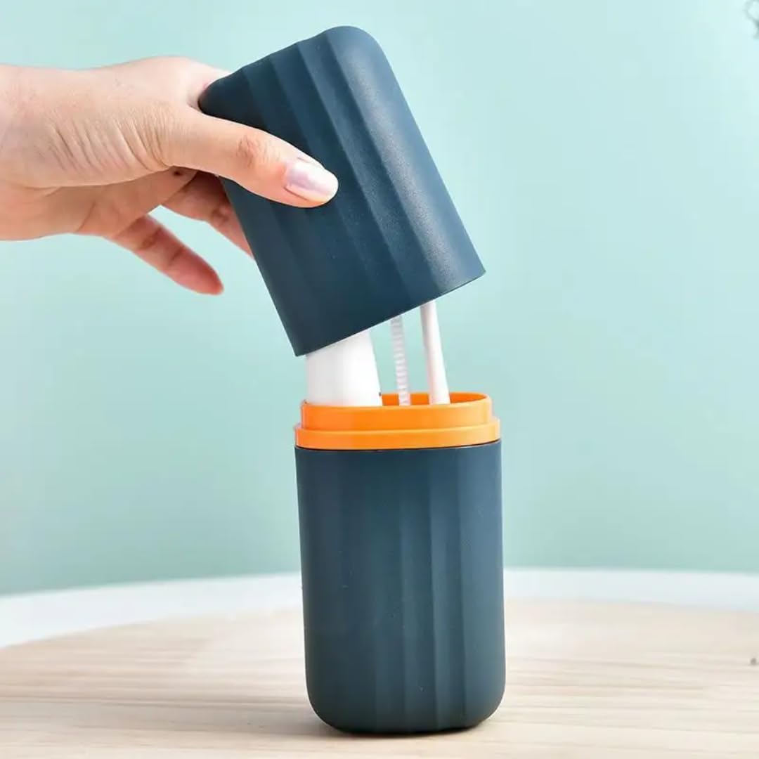 Qeyra Square Toothbrush Holder Multipurpose Storage Holder Cover Organizer (Blue)
