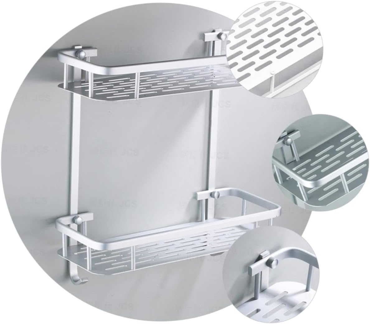 Qeyra Matrix (MP-5203) Multipurpose Stainless Steel Bathroom 2 layers Shelf with Hooks//Rack for Bathroom Storage/Bathroom Accessories/Wall Mounted (5x15 inches/Chrome Plating)