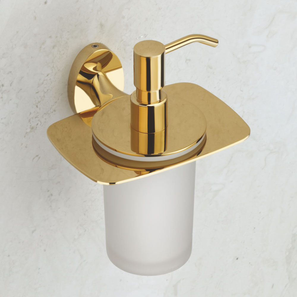 Qeyra Aster Full Brass Hand Wash Holder for Wash Basin/Liquid Soap Dispenser/Wall Mount/Bathroom Accessories