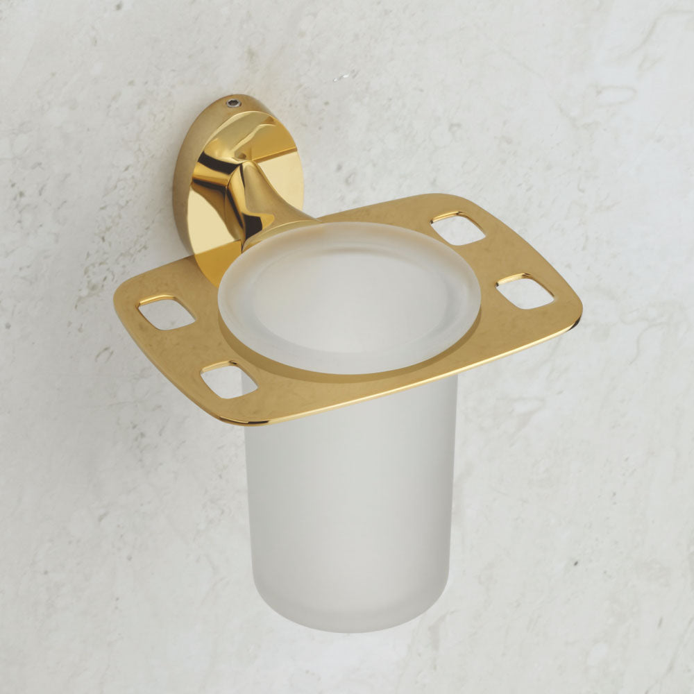 Qeyra Aster Full Brass Tooth Brush Holder for Bathroom/Tumbler Holder Stand/Bathroom Accessories