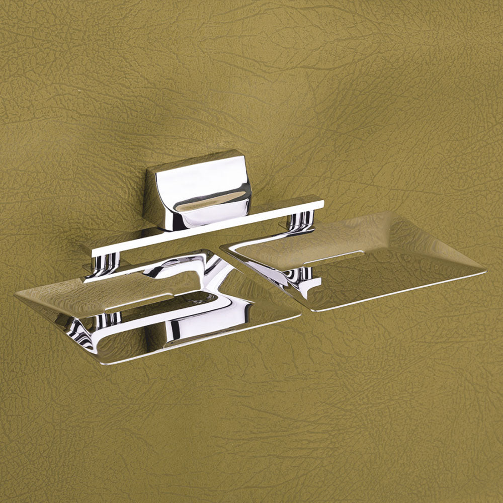 Qeyra Opera 304 Grade Stainless Steel Double Soap Dish for Bathroom/Soap Holder/Soap Stand/Soap Case/Bathroom Accessories - Chrome Plating