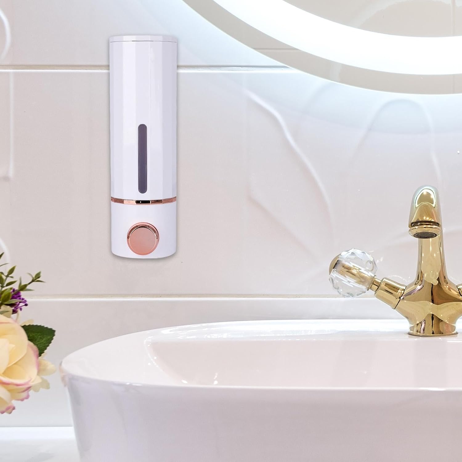 Qeyra Soap Dispenser Manual Liquid Pump Dispenser, Space Saving, Sturdy 420ml Wall Mount Shampoo Dispenser for Washroom RV Kitchen