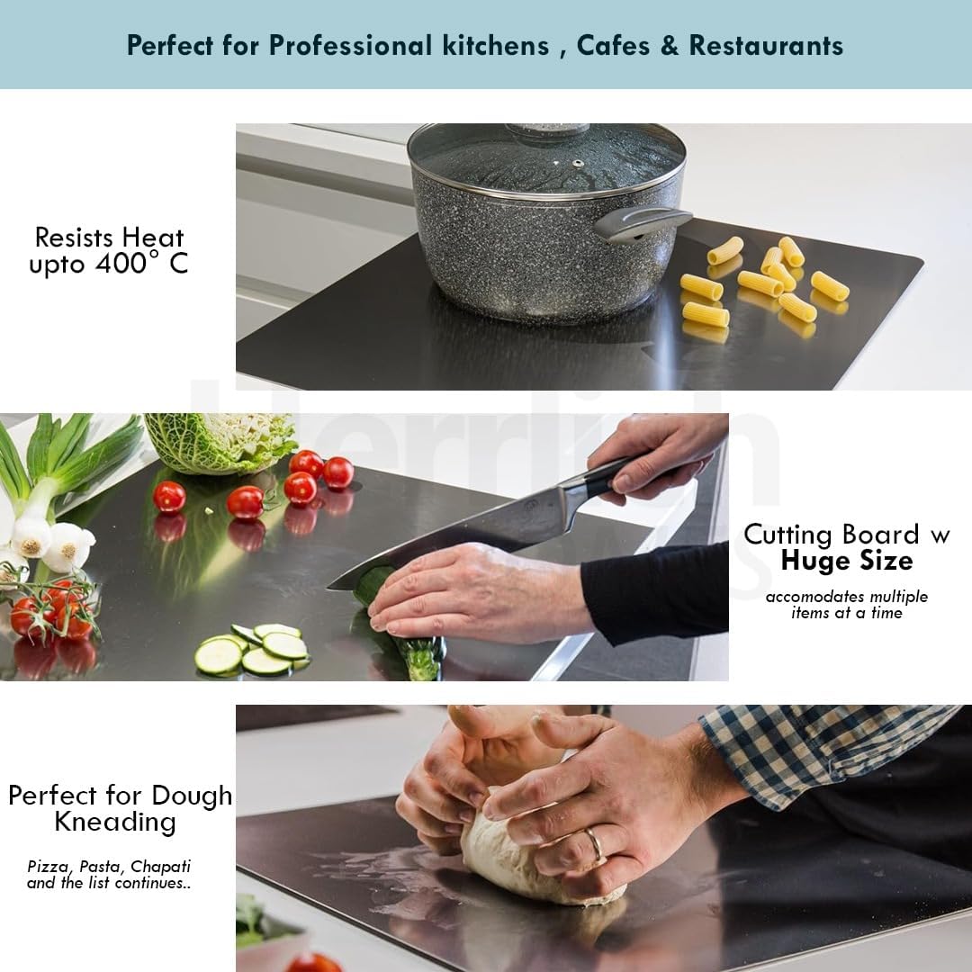 Qeyra (Allwin) 1 mm Stainless Steel Counter Top Chopping Board for Kitchen | Non Slip | Rust Proof | Heavy Duty Chopping Board For Vegetable,Fruits,Meats,Vegetable Chopper Board Safe And Durable