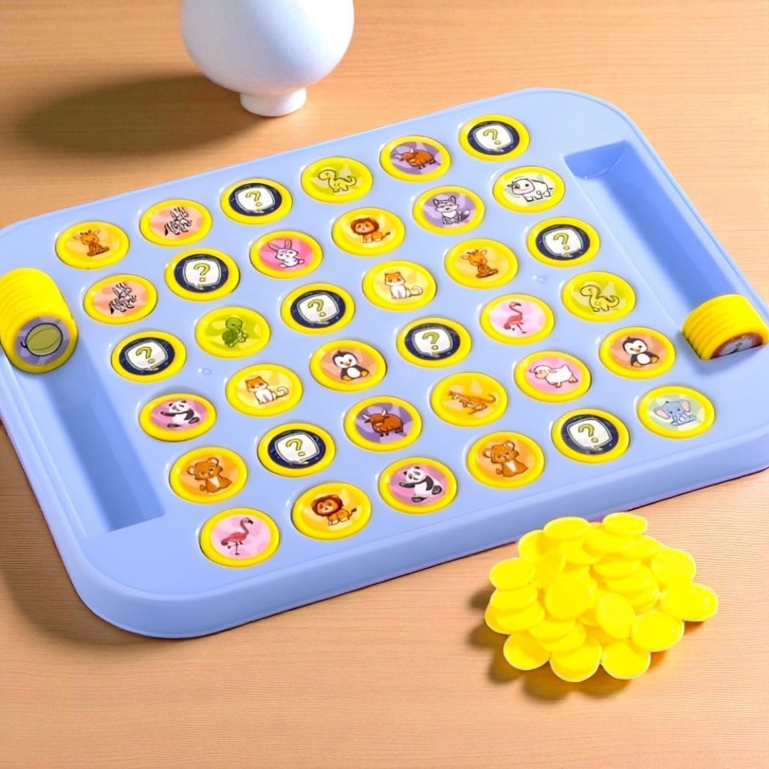Qeyra Memory Chess Flip & Match Game for Kids – Educational Brain Development Puzzle Board Game with Animal & Fruit Tokens