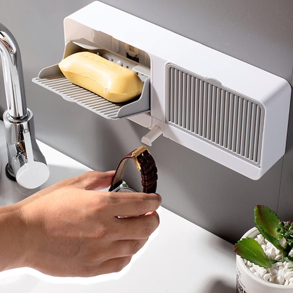 Qeyra Premium Plastic Soap Dish with Drainage – Double Bar Soap Holder with Lid, Easy Clean & Organizer for Bathroom