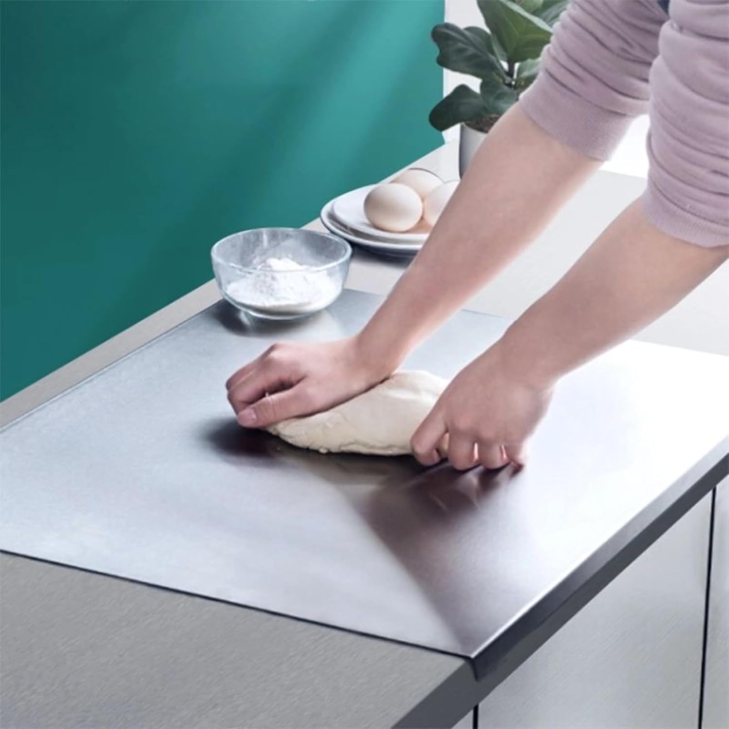 Qeyra (Allwin) 1 mm Stainless Steel Counter Top Chopping Board for Kitchen | Non Slip | Rust Proof | Heavy Duty Chopping Board For Vegetable,Fruits,Meats,Vegetable Chopper Board Safe And Durable