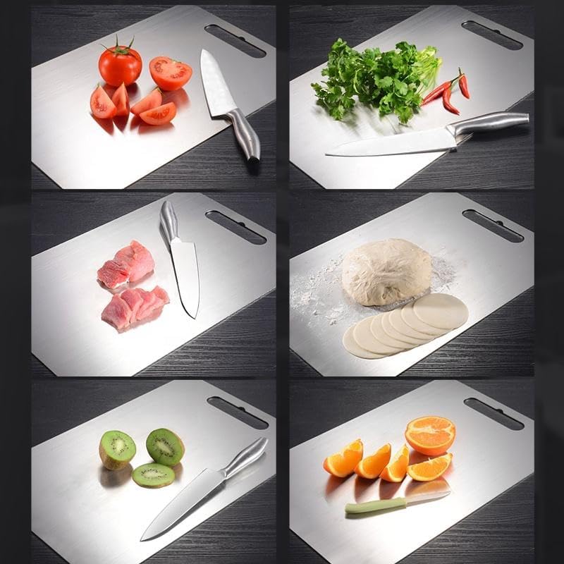 Qeyra (Allwin) Stainless Steel 1 MM Heavy Chopping Board For Kitchen | Non Slip | Rust Proof | Heavy Duty Chopping Board For Vegetable,Fruits,Meats,Vegetable Chopper Board Safe And Durable