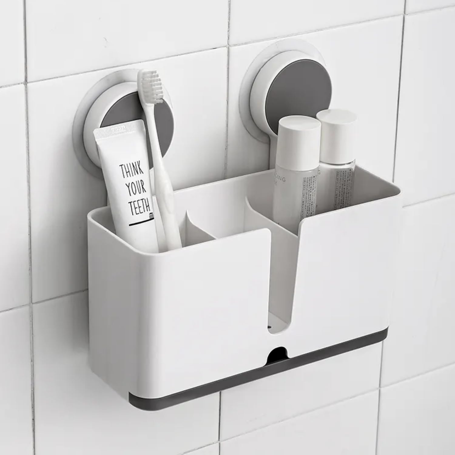 Qeyra Bathroom Accessories Set of 4 – Soap Holder, Long Soap Dish, Toothbrush Holder & Double Towel Bar | No-Drill Self Adhesive Wall Mount