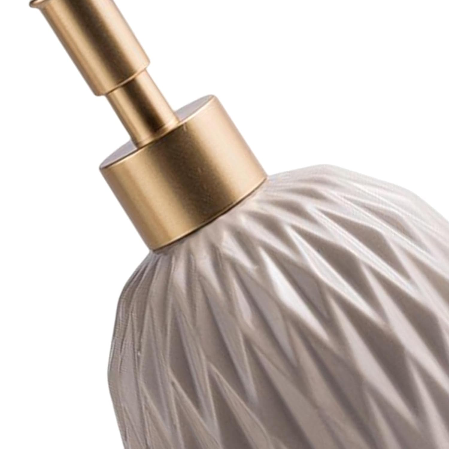Qeyra Round Classic Soap Dispenser Ceramic Pump Ins Style lotion Dispenser for Bathroom and Kitchen (Khaki)