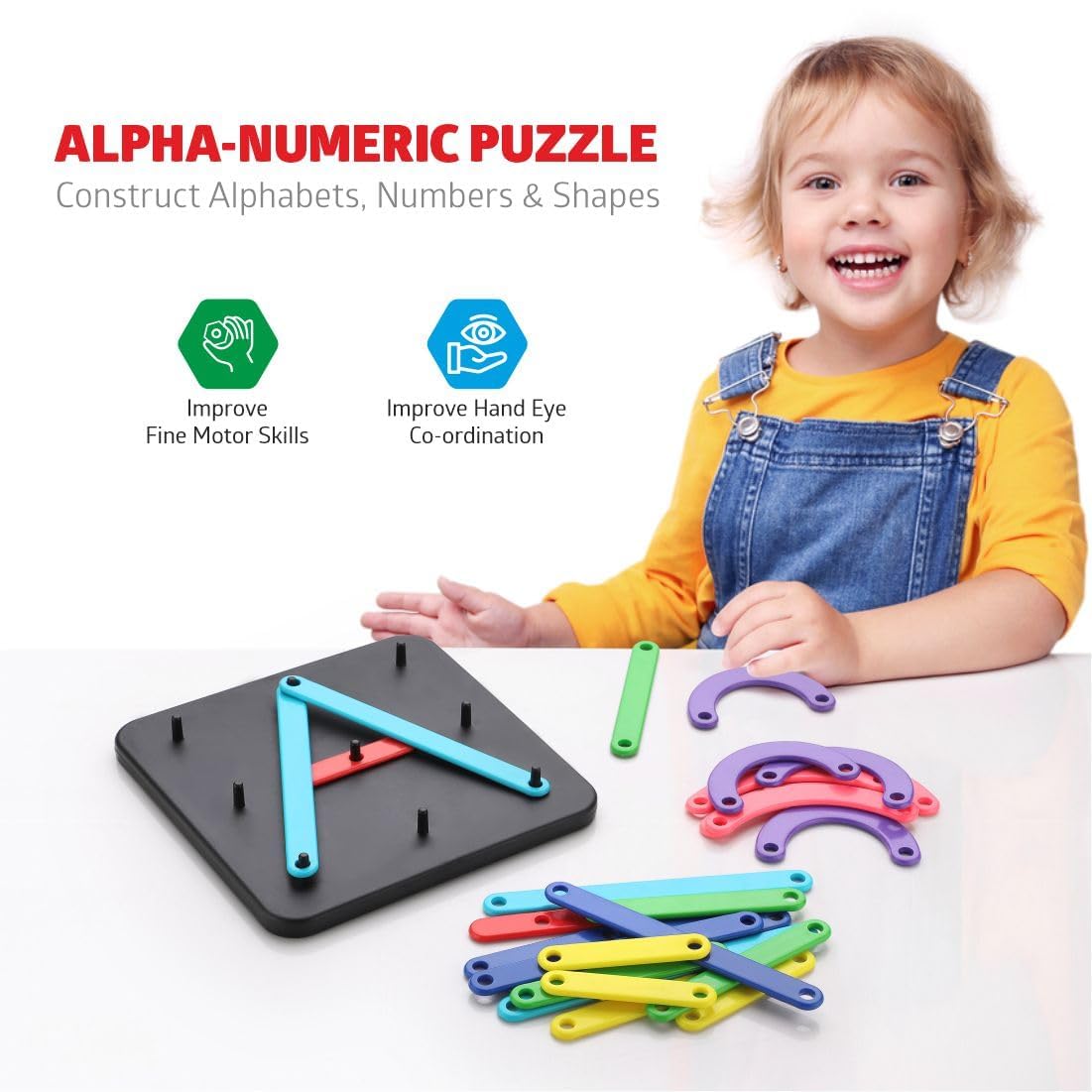 Qeyra Alpha Numeric Puzzle - Alphabet Construction Puzzle Toys For Kids
