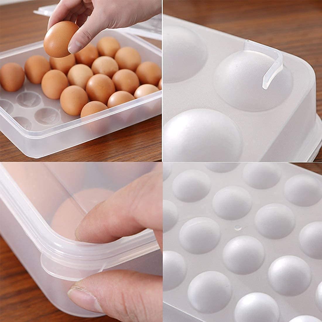 Qeyra 24 Grid Egg Storage Box Egg Refrigerator Storage Tray, Stackable Plastic Egg Containers for Fridge Kitchen Size of The 24 Egg (Pack of 1), Rectangular