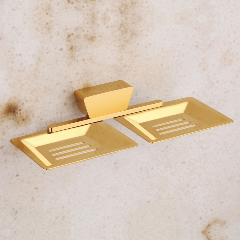 Qeyra Dazzle Full Brass Double Soap Dish for Bathroom/Soap Holder/Soap Stand/Soap Case/Bathroom Accessories