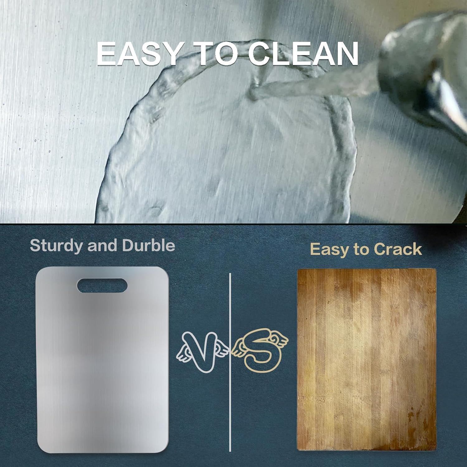 Qeyra (Allwin) Stainless Steel 1 MM Heavy Chopping Board For Kitchen | Non Slip | Rust Proof | Heavy Duty Chopping Board For Vegetable,Fruits,Meats,Vegetable Chopper Board Safe And Durable