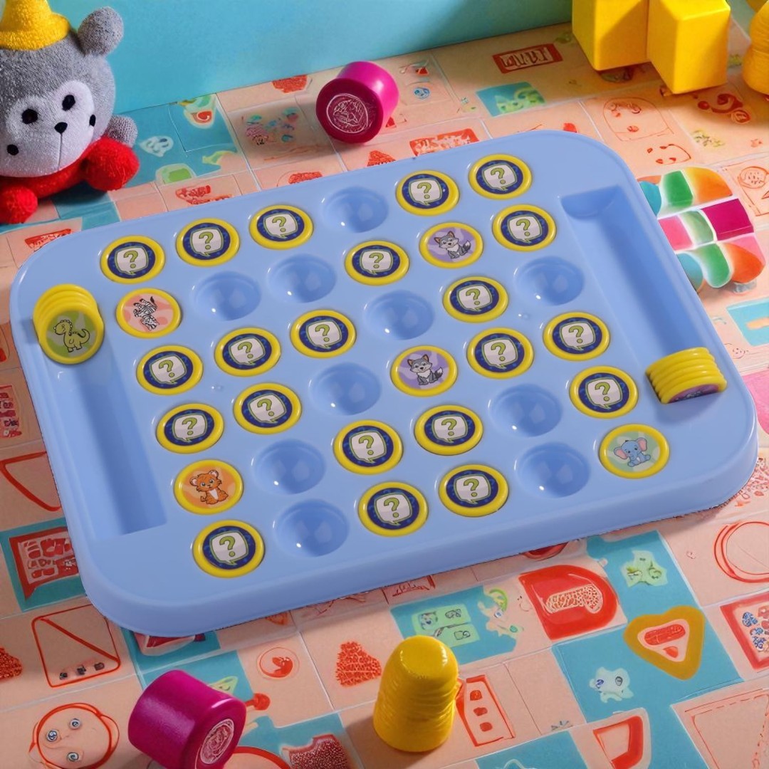 Qeyra Memory Chess Flip & Match Game for Kids – Educational Brain Development Puzzle Board Game with Animal & Fruit Tokens