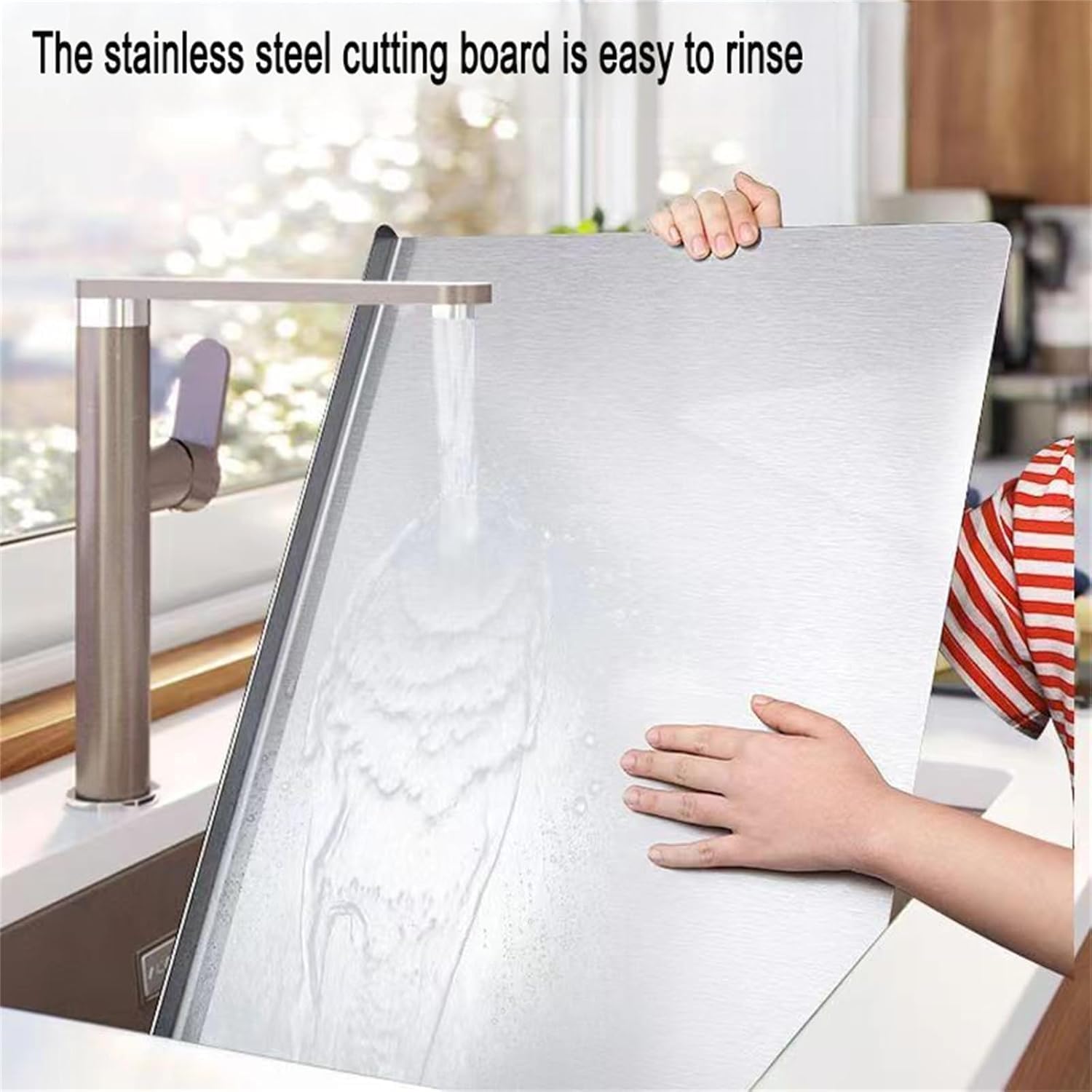 Qeyra (Allwin) 1 mm Stainless Steel Counter Top Chopping Board for Kitchen | Non Slip | Rust Proof | Heavy Duty Chopping Board For Vegetable,Fruits,Meats,Vegetable Chopper Board Safe And Durable