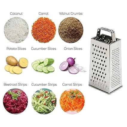 Qeyra (Allwin - AM 113) Stainless Steel 5 in 1 Multi Purpose Grater and Slicer with 4 Sides for Cheese, Vegetables, Ginger, Garlic, Chocolate