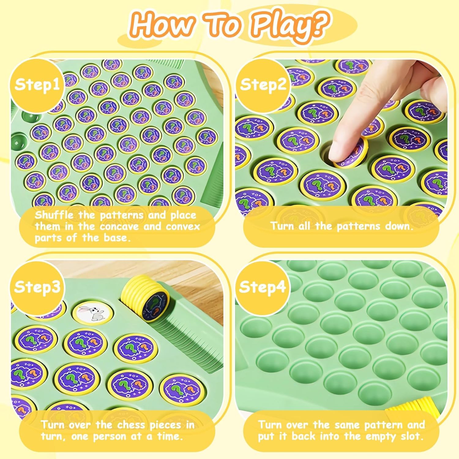 Qeyra Memory Chess Flip & Match Game for Kids – Educational Brain Development Puzzle Board Game with Animal & Fruit Tokens