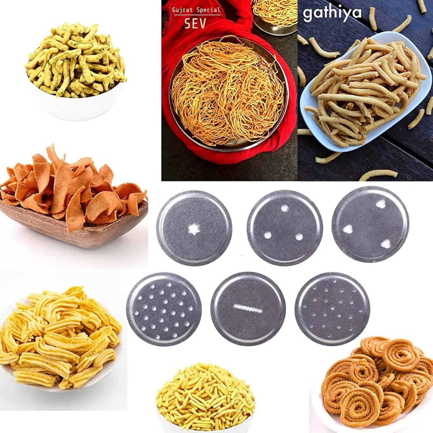 Qeyra (Allwin - AM 101) Stainless Steel Kitchen Press with 15 Different Types of Jalies, Murukku Maker/Bhujiya Maker/Noodles/Cookies/Namkeen/Chakali Maker/Sev Maker/Farsan Maker/Gathiya Maker
