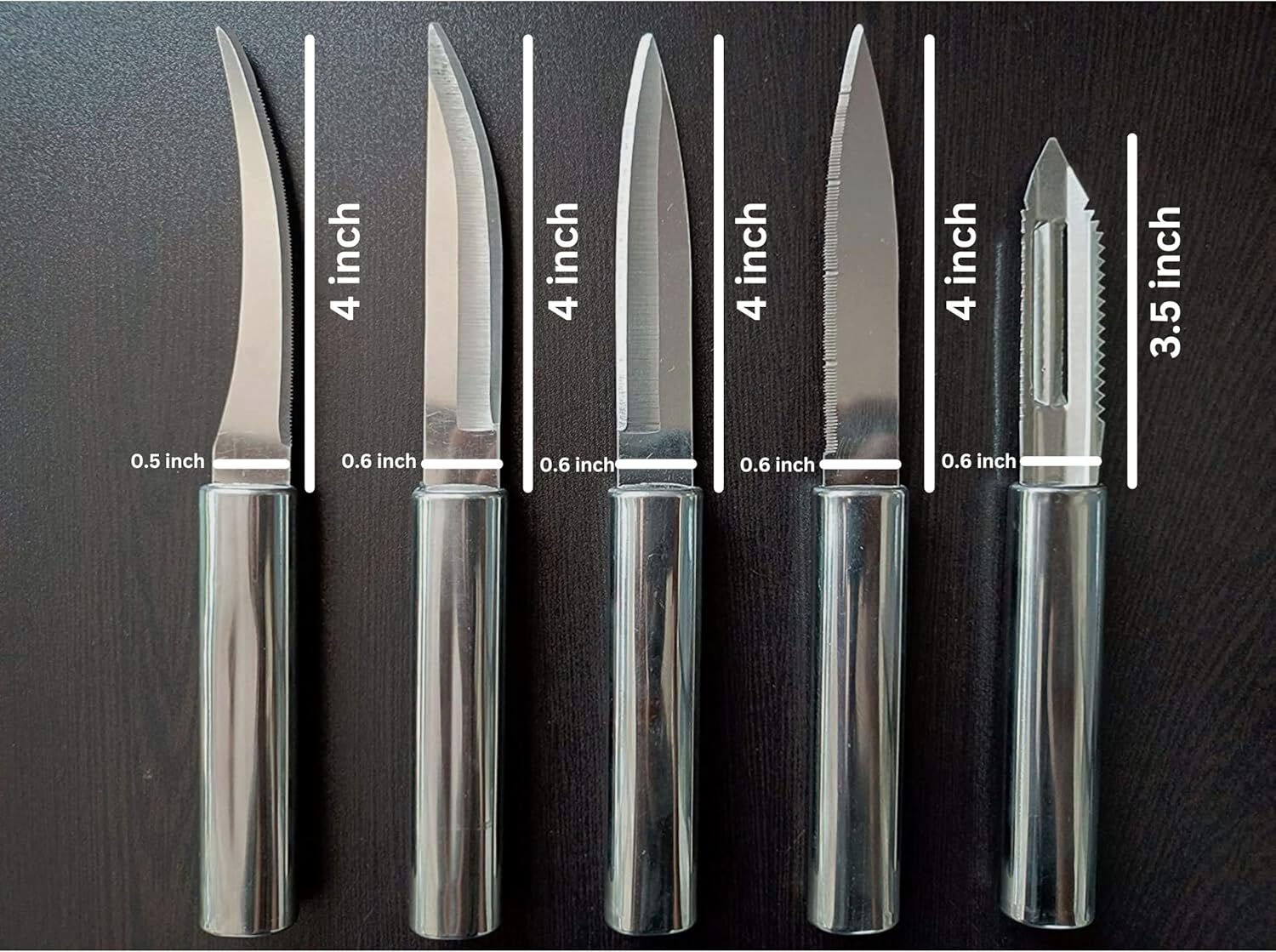 Qeyra (Allwin - AM 108) Stainless Steel Kitchen Knife Set with Stainless Steel Block, Knife Set for Kitchen with Stand, Knife Holder for Kitchen with 1 Peeler 4 Pcs Knife
