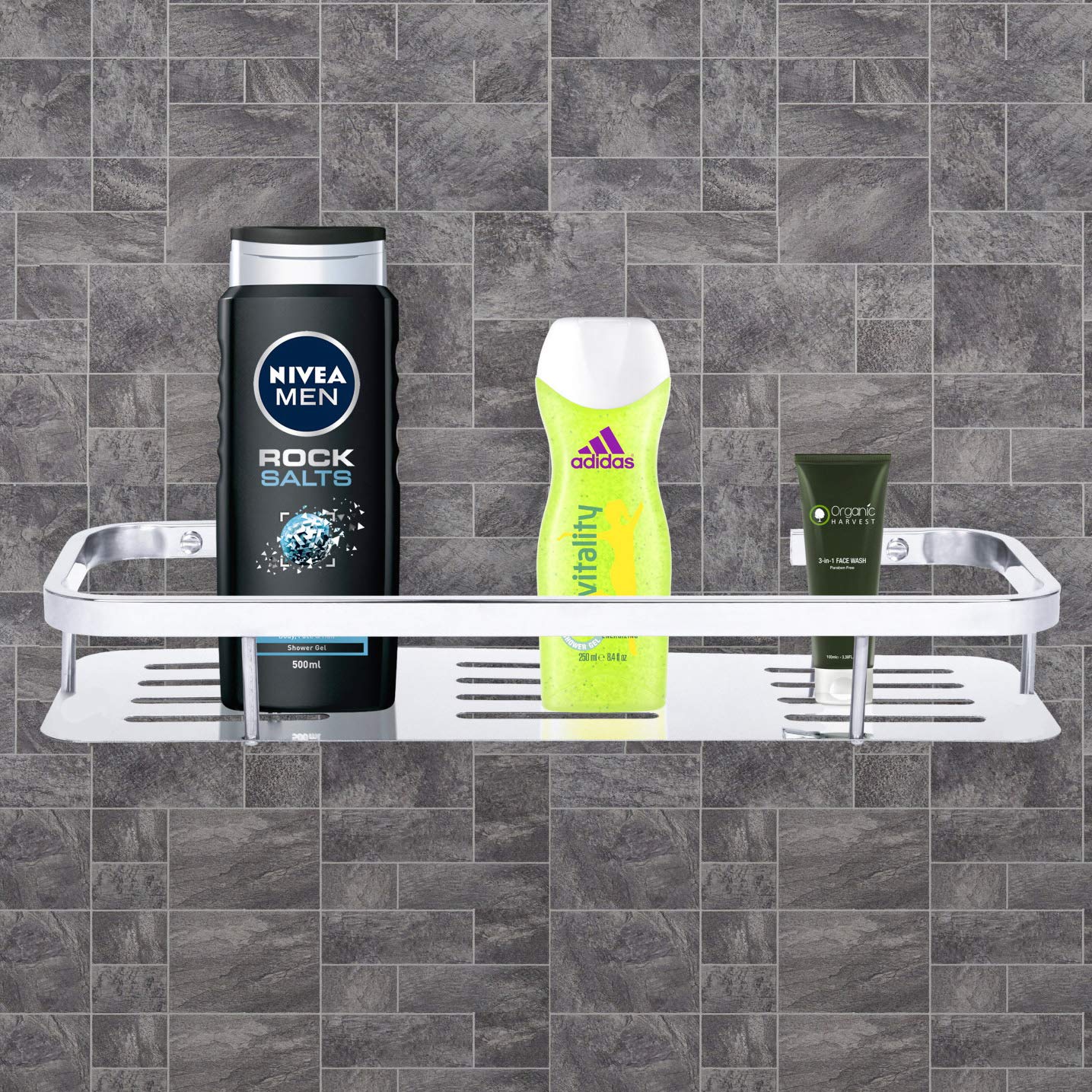Qeyra Matrix (MP-5202) Multipurpose Stainless Steel Bathroom Shelf/Rack for Bathroom Storage/Bathroom Accessories/Wall Mounted (5x15 inches/Chrome Plating)