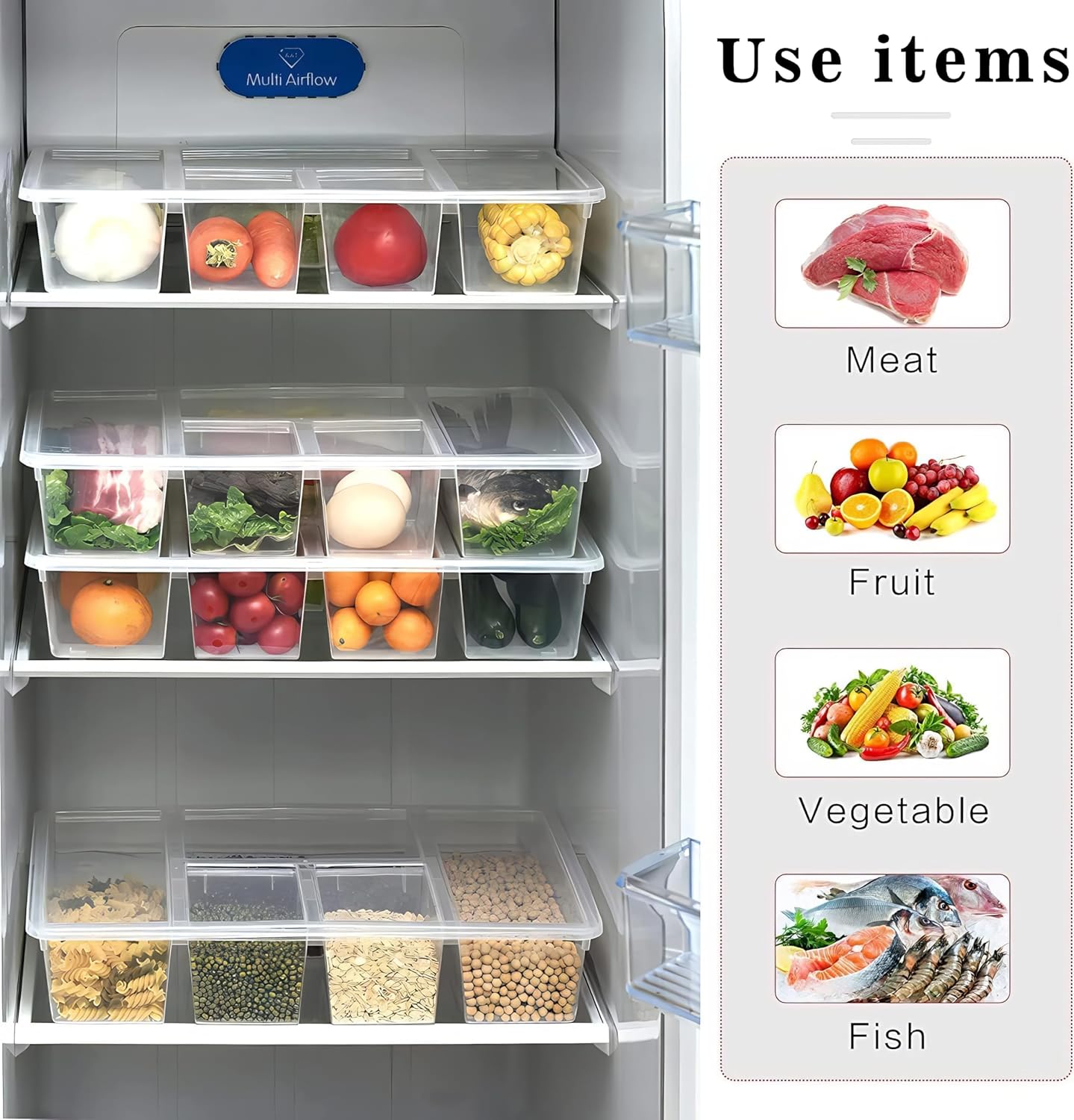 Qeyra 5-Compartment Clear Plastic Snackle Box with Lid – Stackable Charcuterie & Veggie Tray Organizer for Fridge Pack of 1