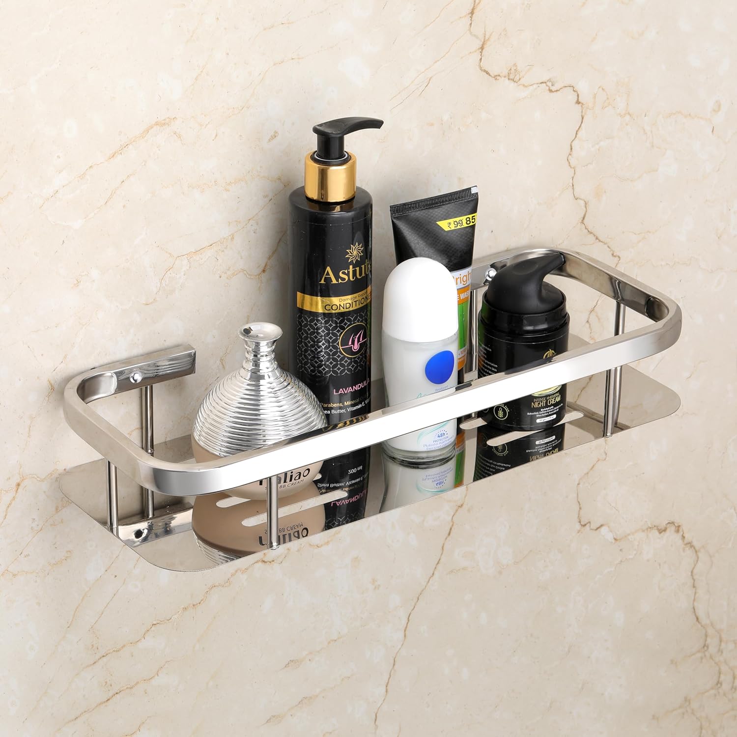 Qeyra Matrix (MP-5202) Multipurpose Stainless Steel Bathroom Shelf/Rack for Bathroom Storage/Bathroom Accessories/Wall Mounted (5x15 inches/Chrome Plating)
