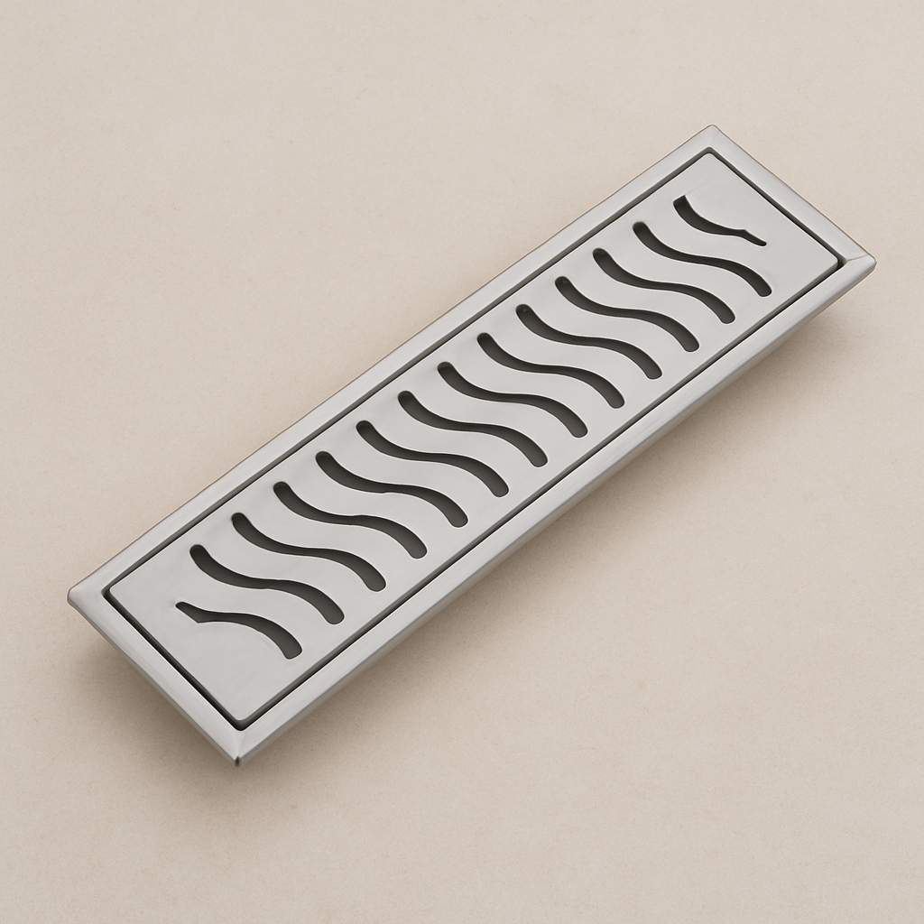 Qeyra Shower Drain Channel |304 Stainless Steel Shower Water Drain Channel| Floor Drain with Cockroach Trap, Side Hole, and Collar - (Satin Finish) -