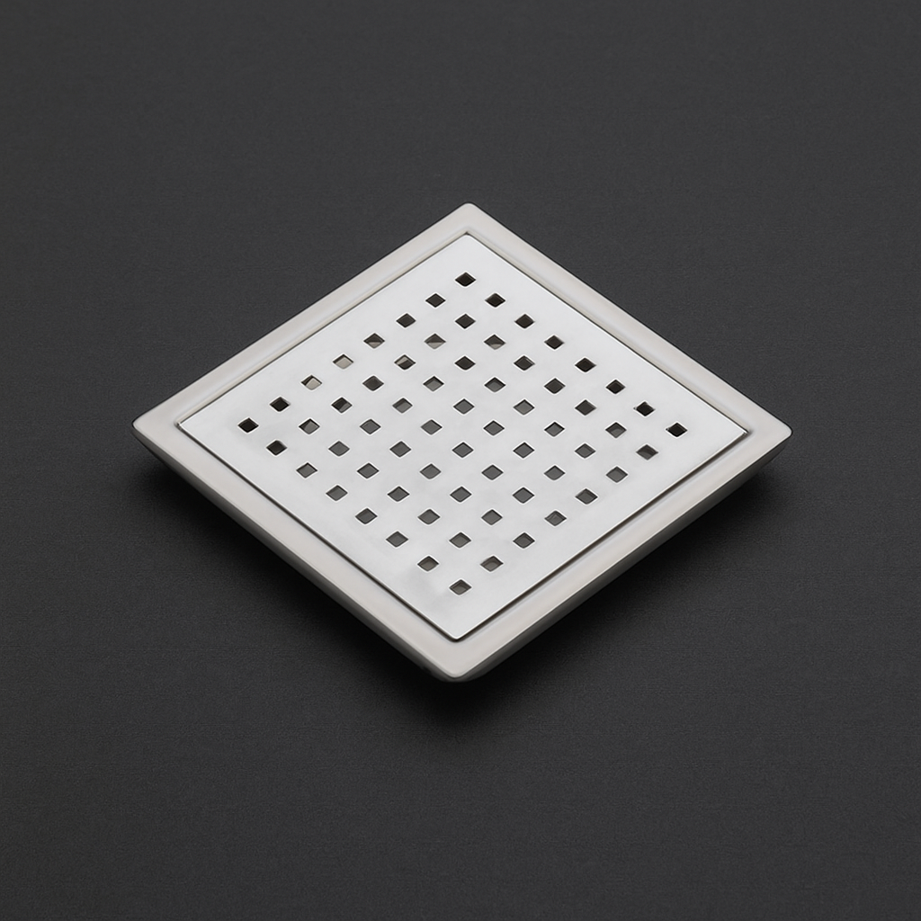 Qeyra Floor Drain | Premium 304 Grade Stainless Steel | Drain Jali Square | Square Drain Cover | Square Jali for Bathroom | Waste Water Drainer | Floor Drainer | Pack of 1 | - (Satin Finish)