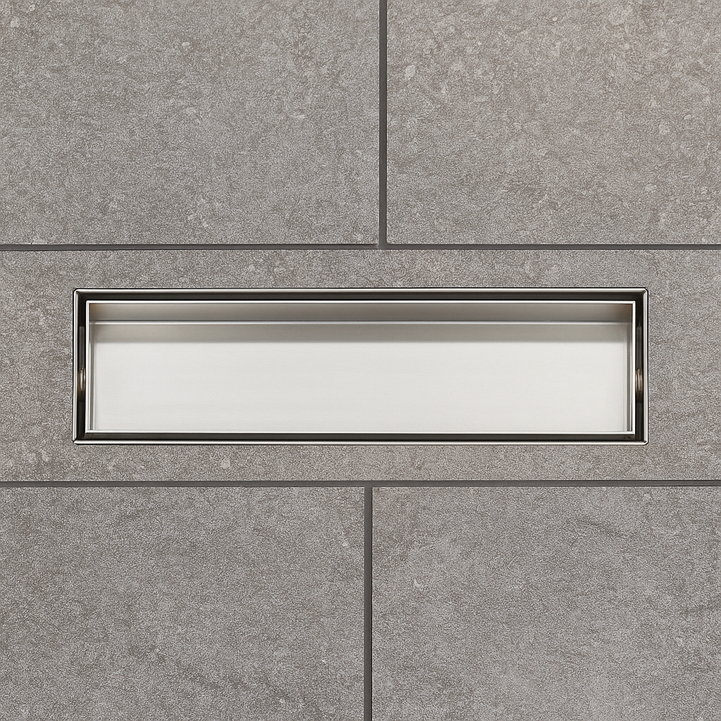 Qeyra Tile Insert Shower Drain Channel | Waste Water Floor Drain | 304 Stainless Steel | Invisible Shower Drainer Channel | Anti Cockroach Trap and Side Hole - (Satin Finish) -