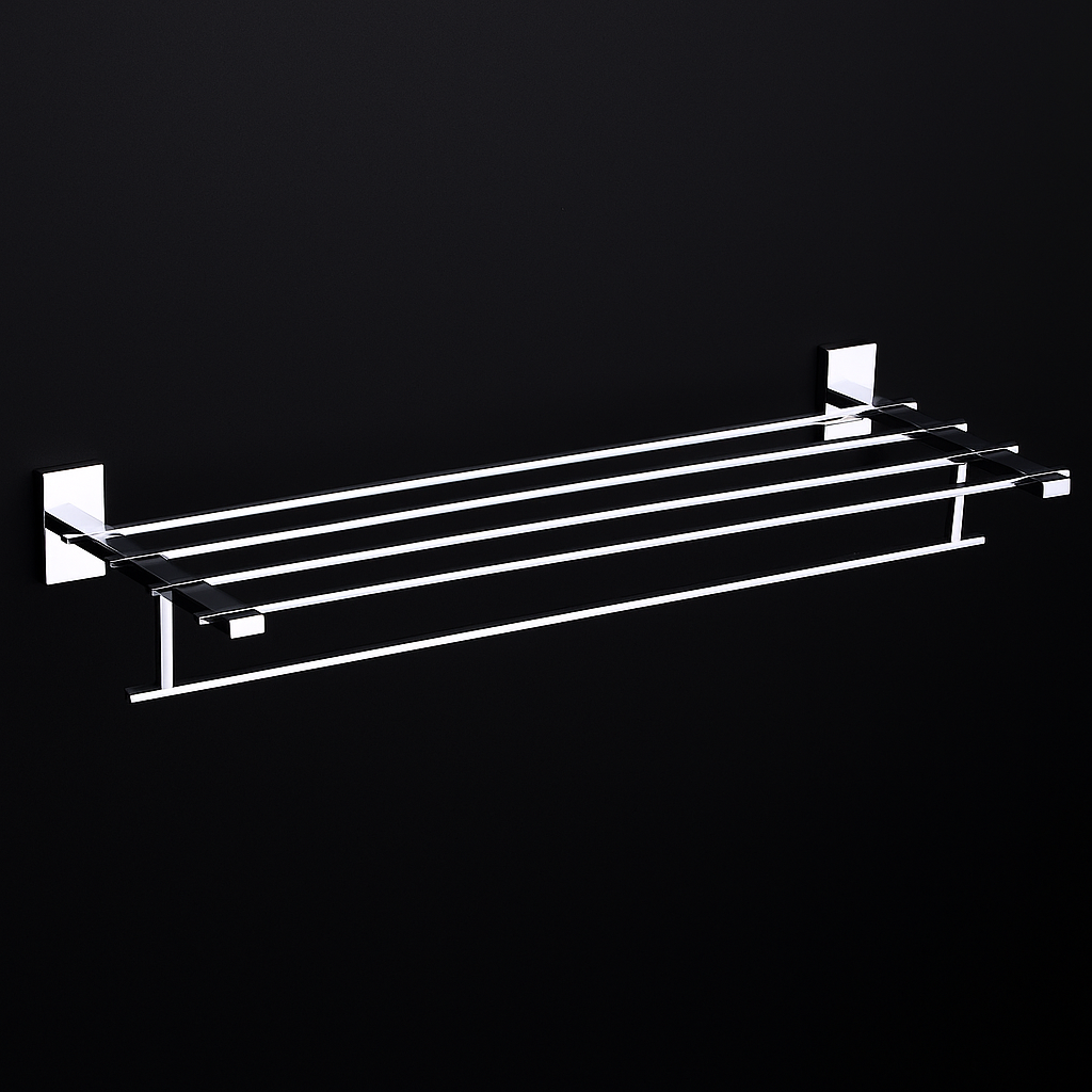 Qeyra Square 304 Grade Stainless Steel Towel Rack for Bathroom /towel Stand/Towel Hanger/ Wall Mount / Bathroom Accessories (24-Inch) – (Chrome Plating)