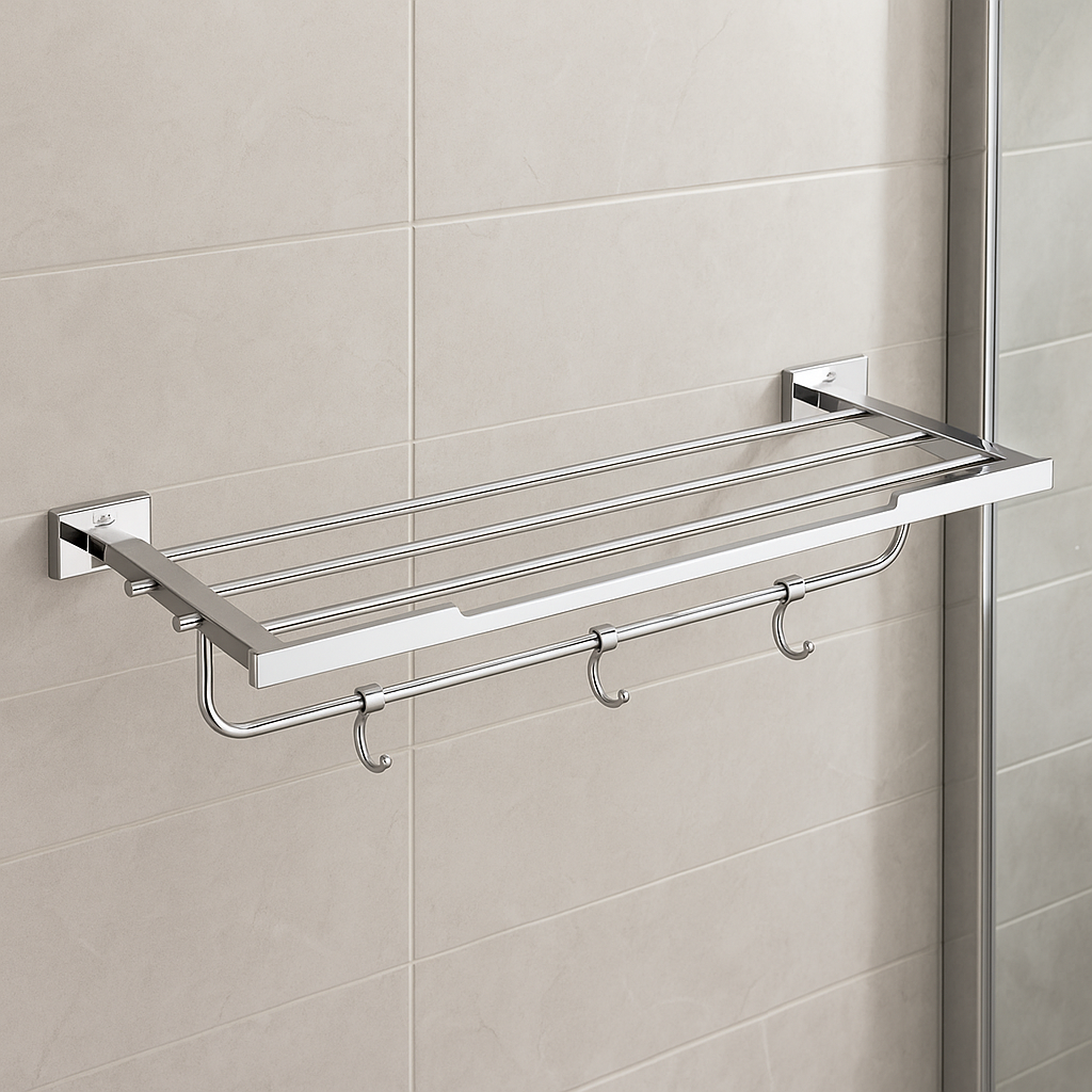 Qeyra Classy 304 Grade Stainless Steel Towel Rack for Bathroom /towel Stand/Towel Hanger/ Wall Mount / Bathroom Accessories (24-Inch) – (Chrome Plating)