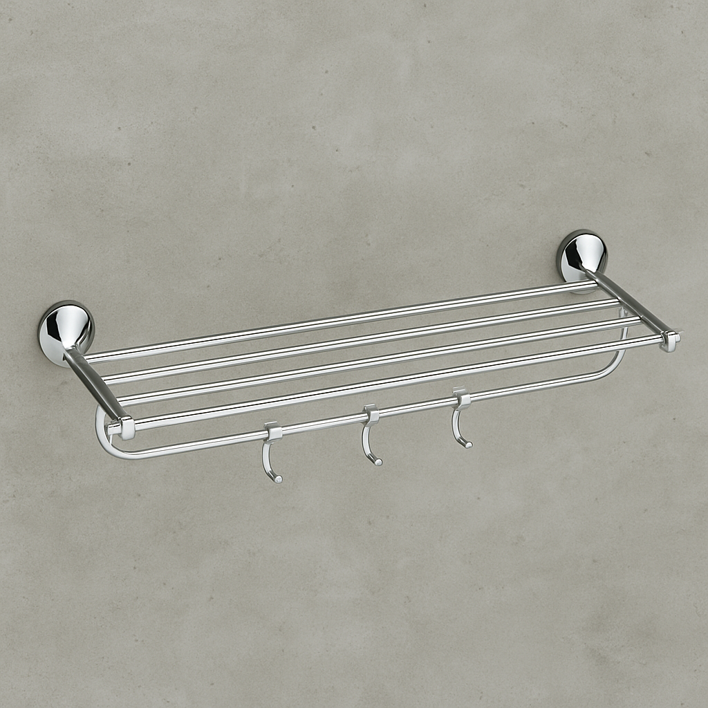 Qeyra Saffron 304 Grade Stainless Steel Towel Rack for Bathroom /towel Stand/Towel Hanger/ Wall Mount / Bathroom Accessories (24-Inch) – (Chrome Plating)