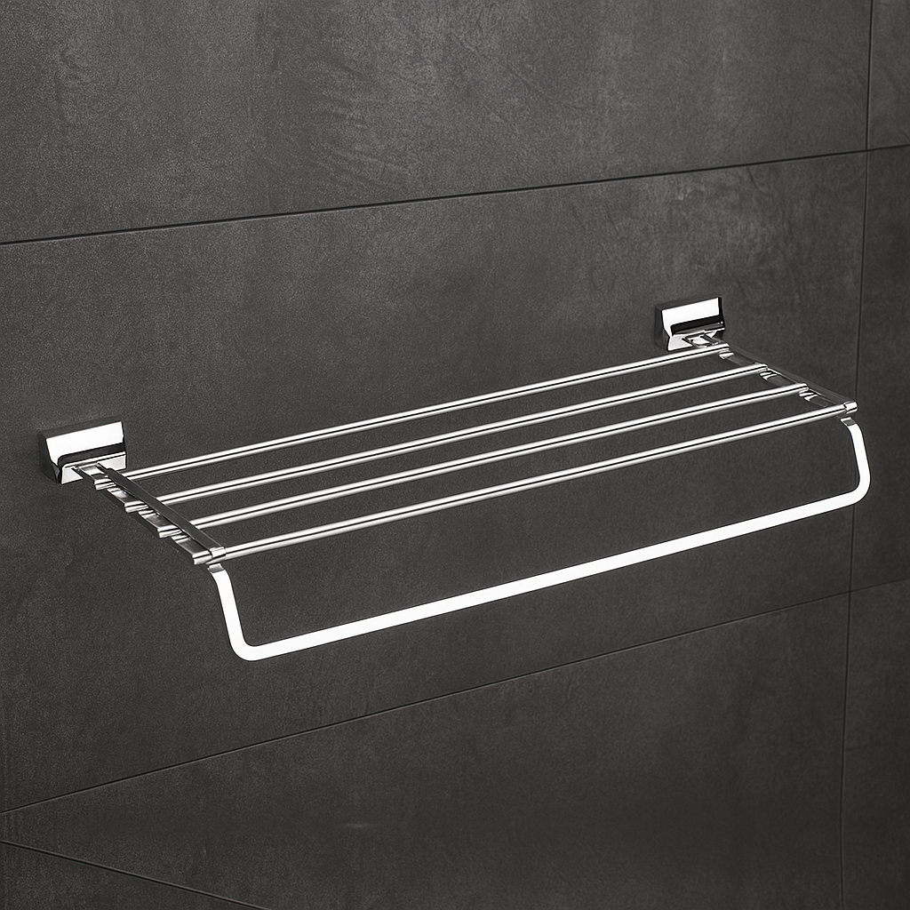 Qeyra Opera 304 Grade Stainless Steel Towel Rack for Bathroom /towel Stand/Towel Hanger/ Wall Mount / Bathroom Accessories (24-Inch) – (Chrome Plating)