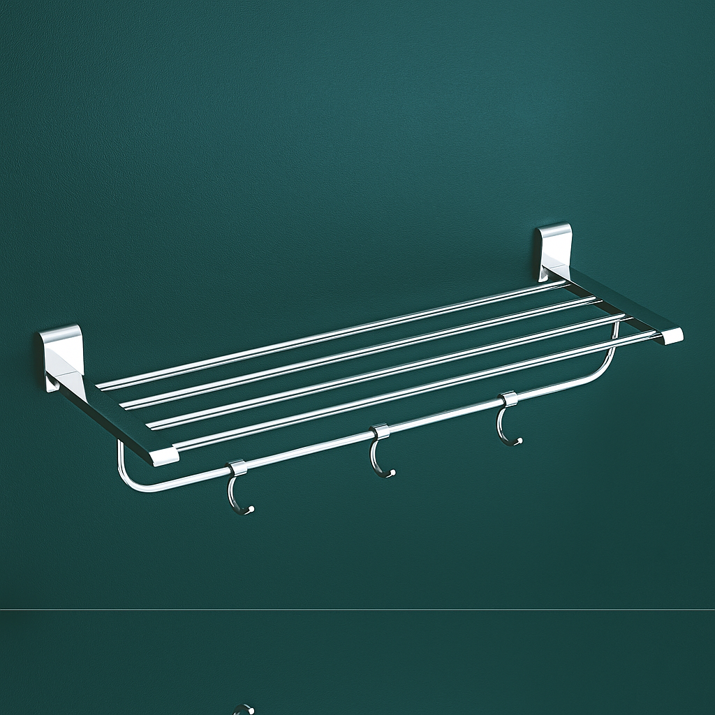 Qeyra Royal 304 Grade Stainless Steel Towel Rack for Bathroom /towel Stand/Towel Hanger/ Wall Mount / Bathroom Accessories (24-Inch) – (Chrome Plating)