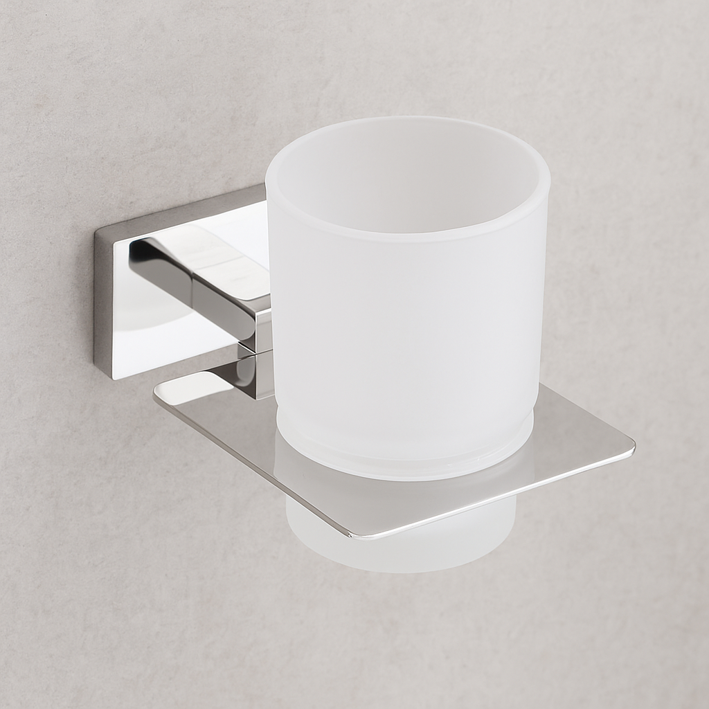Qeyra Classy 304 Grade Stainless Steel Tooth Brush Holder for Bathroom/Tumbler Holder Stand/Bathroom Accessories - (Chrome Plating)