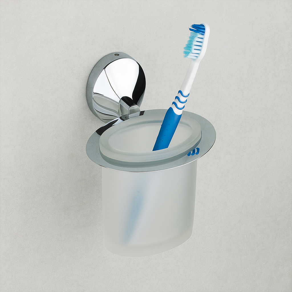 Qeyra Saffron 304 Grade Stainless Steel Tooth Brush Holder for Bathroom/Tumbler Holder Stand/Bathroom Accessories - (Chrome Plating)