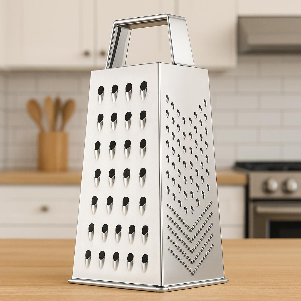 Qeyra (Allwin - AM 113) Stainless Steel 5 in 1 Multi Purpose Grater and Slicer with 4 Sides for Cheese, Vegetables, Ginger, Garlic, Chocolate