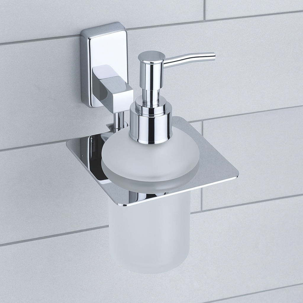Qeyra Bloom 304 Grade Stainless Steel Hand Wash Holder for Wash Basin/Liquid Soap Dispenser/Wall Mount/Bathroom Accessories - Chrome Plating